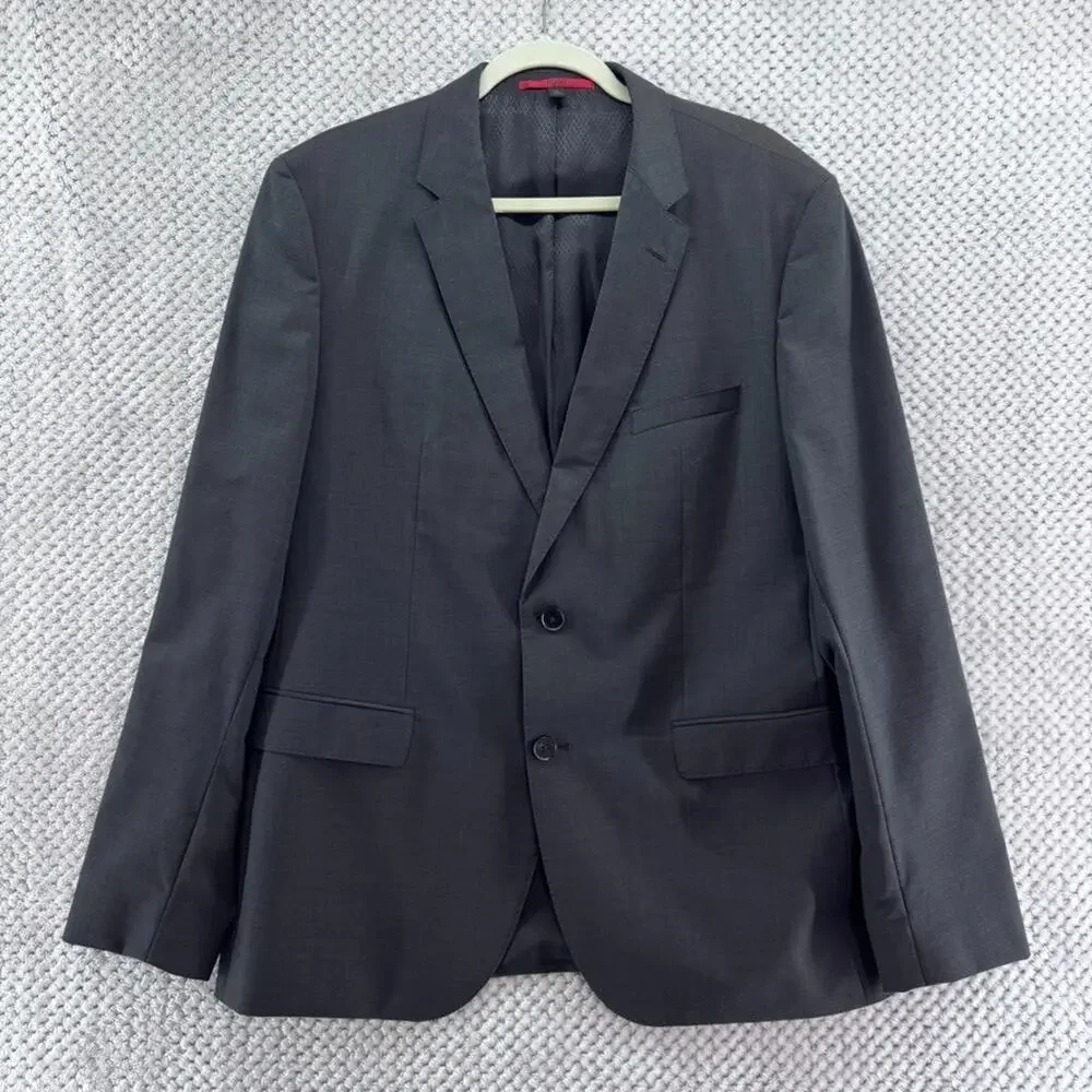 Hugo Boss Blazer Sport Jacket Men US44R Dark Gray Wool Light Weight 2 Button